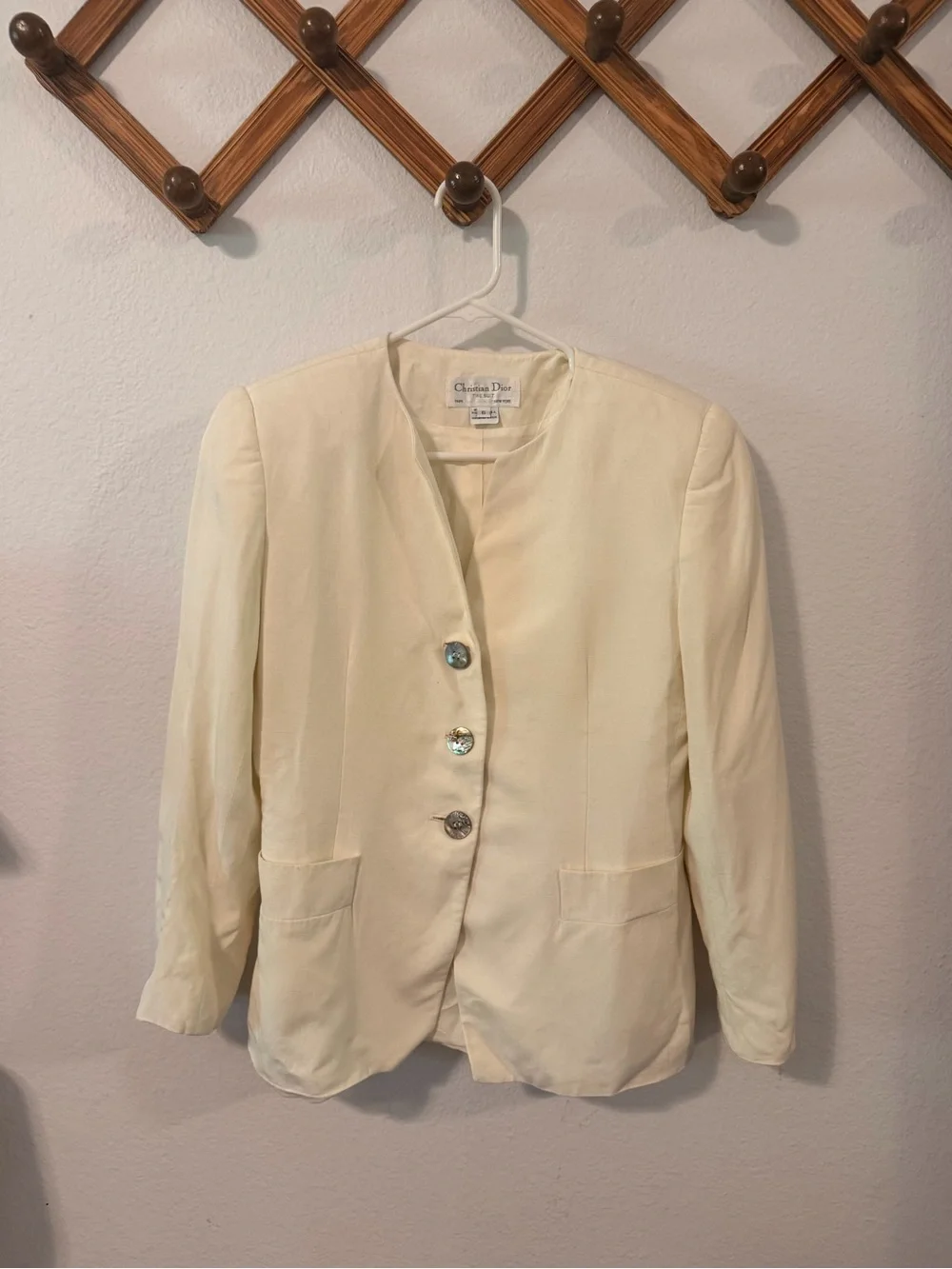 Vintage Christian Dior Women's Ivory Blazer